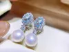 Dingle örhängen 8-9 mm naturligt sötvatten pärla blå hav design dropp smycken gåvor