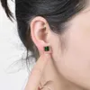 Preparo de craço quadrado de pedra verde simples Brincos para homens Princesa Crystal Wedding Ear Studs