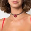 Choker gwiazda CZ Stone Red Black Emalid Naszyjnik dla kobiet pentagram słodka biżuteria Y2K 2000S Estetyczna harajuki