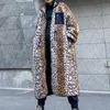 Женские траншеи Coats Xuxi Lamb Wool Hoem Женщины 2023 Осень Зимняя средняя длина тонкая рыхлая хлопковая мягкая утолщенная леопардовая принт кашемир E3