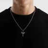 316L Steel Real Gold Cross Pendant Waterproof Jewelry Angel Wings Sword Necklace Wheat Chain Hip Hop Necklace For Men