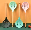 Passoire de cuisson en silicone antiadhésive manche en bois résistant à la chaleur passoire cuillère écumoire passoire cuisine outil de cuisine