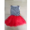 Girl Dresses Tutu Stripe Flower Girls Fashion Summer 2023 Children Sunflower Dress Mesh Baby Clothes Party