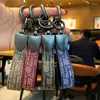 Keychains High-quality Genuine Leather Car Keychain Accessories Personality Graffiti Couple Keyrings Pendant Fashion Key Chains For Friend