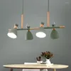Lampes suspendues Lampes à LED en bois avec abat-jour en métal blanc pour salle à manger Nordic Grey Cord Hanglamp Dry Kithen Suspension Fitting