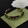 Women Designer Bracelet Flower Bangles G Brand Luxury Red Gemstone Open Love Bracelets G Pendant Crysatl Wristband Jewerlry Accessories