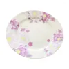 Plates 10inch Bone China Porcelain Service Dish Pink Floral Painting Dinner For Serving Catering Buffet Charger