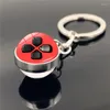 Keychains WG 1pc Game Controller Cabochon Keychain Crystal Glass Ball Pendant Time Jewel Creative Gift For Men