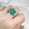 Wedding Rings Fashion 18K Gold Emerald Paraiba Couples Ring For Women Full Diamond Zircon Engagement Valentines Day Gift Jewelry 230517