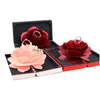 Geschenkwikkeling Beautif 3D Up Rose Ring Box Betrokkenheid sieraden opslag rechthoekig voorstel Roterende bloem drop levering huis garde dhjfx