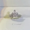 Bröllopsringar Bling Romantic Princess Crown Zirconia White Gold Ring Female Engagement Fashion Jewelry Party Gift 230517