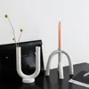 Portabandine vaso ceramico nordico candelabella cavo fiore vaso domestico interno tavolo da soggiorno bianco decorazione del desktop ufficio