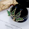 Dangle Earrings QTrendy Butterfly For Women With Green Zircon Stone Noble Gold Color Lace Small Drop Earring Fashion Dangler Jewelry