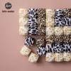 Baby Teethers Toys Lets make Octagonal Hexagonal Beads 14MM17MM 10pcs Leopard Printing Silicone Teether DIY Pacifier Clips Necklace 230518