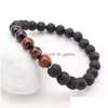 Gioielli di design con perline Moda 8Mm Occhio di tigre Ciondoli in pietra naturale Braccialetti di lava Chakra Nce Yoga Bracciale con perline Stretch Drop Dhgarden Dhyat