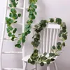 Flores decorativas Criptografia artificial Rattan 2m Eucalipto Vine Money Leaf Home Wedding Decoration Green Plant