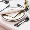 Servis uppsättningar Royal Type 20st High Quality Table Set Rostfritt stål Flatvarutavskikt Black Spoon Fork Knife Conderware Silverware 230518