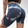 Leggings pour femmes sans couture tie-dye sport serré cinq points pantalon taille haute hanche-levage séchage rapide Fitness Shorts femmes