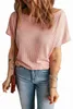 pink Wide High Straight Neck Waffle Knit Top E5OU#