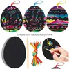 Party Favor Scratch Paper Art Set Easter Black It Off Crafts Notes Ding Boards Sheet With Wooden Stylus And Hanging Rope Drop Delive Dhbc2