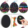 Party Favor Scratch Paper Art Set Easter Black It Off Crafts Notes Ding Boards blad met houten stylus en hangende touw druppel dhbc2