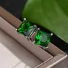 Stud Simple Green Stone Square Studörhängen för kvinnor Män Prinsessan Crystal Wedding Ear Studs Vintage Bone Earring Mom smycken Z0517