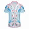 23SS Fashion T-shirts Casablanc-s Designer koszulki Masao San Print Mens Casual Shirt Dams Lose Silk Shirt Luksusowe koszulki Wysokiej jakości koszulki wysokiej jakości koszulki Wysokiej jakości koszulki wysokiej jakości