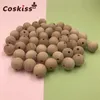 Baby Teethers Toys Beech Wooden Chewable 1020mm Round Beads Ecofriendly DIY Craft Jewelry Accessories Teether 230518