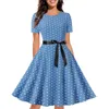 Podstawowe sukienki swobodne sukienki z nadrukiem w stylu vintage okrągła okrągła szyja sukienka A-line 230518
