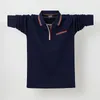 Polos pour hommes haut de gamme automne décontracté Polo hommes à manches longues col rabattu coupe ajustée couleur unie poche Polo hommes grande taille 6XL 230518