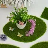 Flores decorativas Mini Artificial Green Grassland Garden Garden Diy Micro paisagem Simulação Mosse Mosco Turf Mat Floor da casa