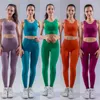 Aktiv-Sets, zweiteiliges Set, Damen-Körper-Fitness-Yoga-Kleidung, hautfreundliche nackte Sportweste, schnell trocknende, feuchtigkeitsableitende Laufhose, Anzug, Leggings