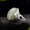 Cluster Rings Bocai S990 Silver Natural An Jade Retro Personlighet Butterfly Ring for Woman Exquisite Fashion Jewelry Accessories