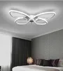 Luz de teto com formato de borboleta LED de alumínio criativo nórdico 36W 22W Controle remoto Sala de estar da sala infantil Lâmpada de teto em casa pingente quente branco
