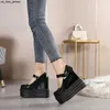 Sandálias Primavera e verão Novos sapatos casuais coreanos de mulheres muffin Sapatos brancos de sola grossa 14 cm Sapatos únicos de salto alto J230518