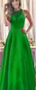 Long Sweety Formal Evening Dresses Crystal Deep V-Neck Sexig Backless Satin A-Line Plus Size Prom Party Gowns 10