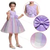 Girl Dresses Girl's Fashion Flower Girls kleedt schattige grote boog kleurrijke mesh verjaardagsfeestje prinses kinderen kerstkostuum 2-9y kinderen