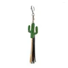 Porte-clés bois Cactus tournesol et Faux cuir gland porte-clés pour femmes Western Cowboy Cowgirl bijoux en gros