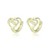 Hoop Earrings 18k Gold Plated Simple Color Love Letters Heart For Women Girls Vintage Ear Accesories Jewelry Gifts