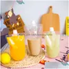 Disposable Take Out Containers Beverage Bag Juice Letters Printed Fruit Milk Tea With Nozzle 300Ml/400Ml/500Ml Bags Drop Delivery Ho Dhtcz