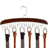 12 Wood Hangers Racks with Stainless Steel Scarf Hooks Tie Belt Cloth Hanger Organizer