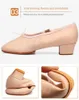 Танцевальная туфли ткань натуральные кожаные балетные туфли для женщин средняя каблука мягкая джазовая сальса танцевальная обувь кроссовки для девочек йога обувь 230518