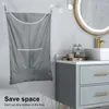 Storage Boxes Hanging Hamper Bag Front Pocket Thick Door Reinforced Stitching Laundry With 2 Hook