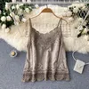 Camisoles Tanks Croysier toppar Women Boho Clothing Vintage Embroidery Lace Trim Cami Top V Neck Sleeveless Spaghetti Strap Summer Camisole 230518
