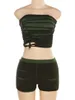 Womens Two Piece Pants Hugcitar Matching Color Strapless Patchwork Sexy Slim Crop Top Shorts 2 Set Summer Fashion Y2K Outfit Festival Streetwear 230518