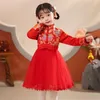 Meisjesjurken winter peuter kinderen warme hanfu babymeisjes kinderen Chinees kalenderjaar geschenk borduurwerk fleece gevoerde prinsesjurk