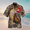 Chemises décontractées pour hommes Japon Culture Tigre Tatouage 3DPrint Hommes Été Plage Chemise Hawaïenne À Manches Courtes Lâche Streetwear Surdimensionné Chemise
