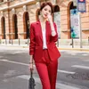 Costumes pour femmes pièce ensemble rouge bleu vert femmes rayure pantalon costume mince affaires travail bureau dame OL fille veste Blazer et cheville longueur