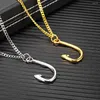 Chains Stainless Steel Golden Hook Pendant Summer Hawaii Beach Sailing Outdoor Camper Fishing Jewelry Fisherman Gift