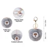 Ny söt Bear Pompom Keychain handgjorda tecknad päls boll Keyring för kvinnor flickor väska ornament bil nyckelhållare smycken tillbehör